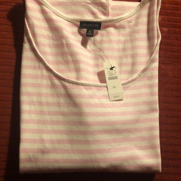 Talbots Pink and White Striped Sleeveless T-Shirt; NWT; 100% cotton and machine - Picture 7 of 8